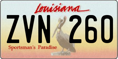 LA license plate ZVN260