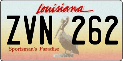 LA license plate ZVN262