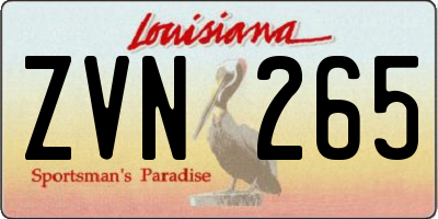 LA license plate ZVN265