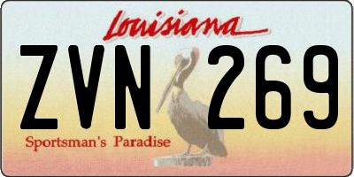 LA license plate ZVN269