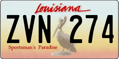 LA license plate ZVN274