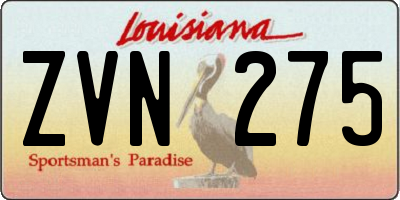 LA license plate ZVN275