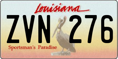 LA license plate ZVN276