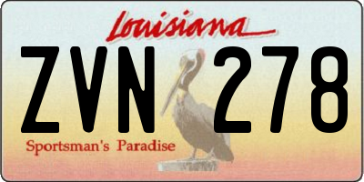 LA license plate ZVN278