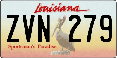 LA license plate ZVN279