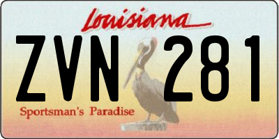 LA license plate ZVN281