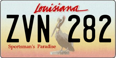 LA license plate ZVN282