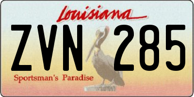 LA license plate ZVN285