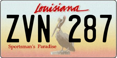 LA license plate ZVN287