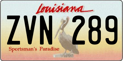 LA license plate ZVN289