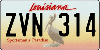 LA license plate ZVN314