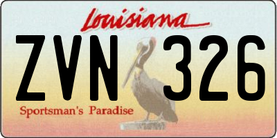 LA license plate ZVN326