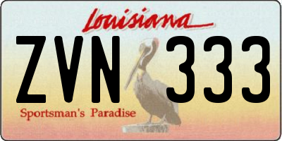LA license plate ZVN333