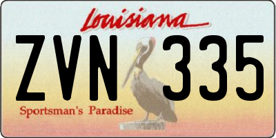 LA license plate ZVN335