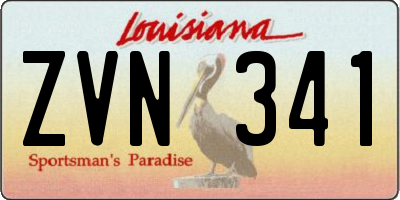 LA license plate ZVN341