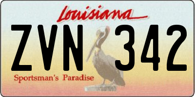 LA license plate ZVN342