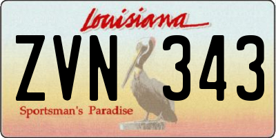 LA license plate ZVN343