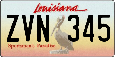 LA license plate ZVN345