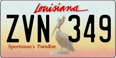 LA license plate ZVN349