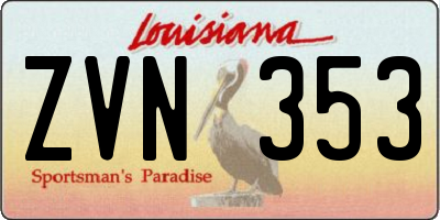 LA license plate ZVN353