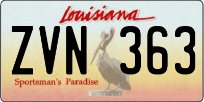 LA license plate ZVN363
