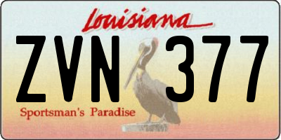 LA license plate ZVN377