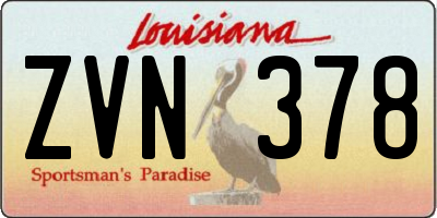 LA license plate ZVN378