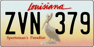 LA license plate ZVN379