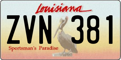 LA license plate ZVN381