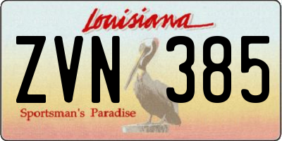 LA license plate ZVN385