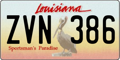 LA license plate ZVN386