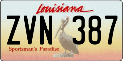 LA license plate ZVN387