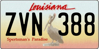 LA license plate ZVN388