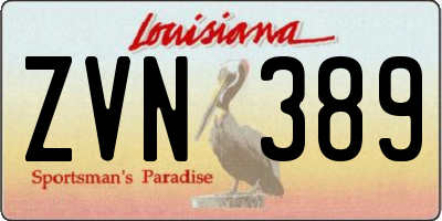 LA license plate ZVN389