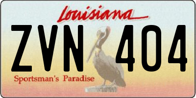 LA license plate ZVN404