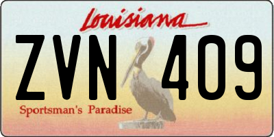 LA license plate ZVN409