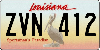 LA license plate ZVN412