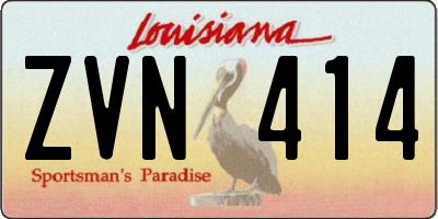 LA license plate ZVN414