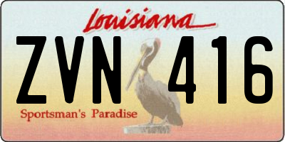 LA license plate ZVN416