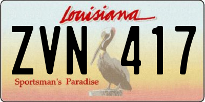 LA license plate ZVN417