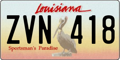 LA license plate ZVN418