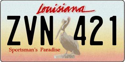 LA license plate ZVN421