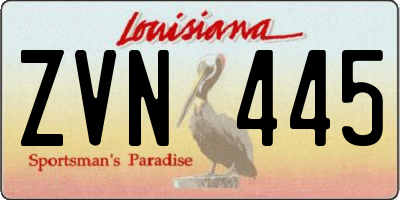 LA license plate ZVN445
