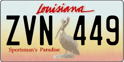 LA license plate ZVN449