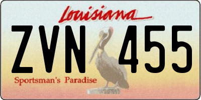 LA license plate ZVN455