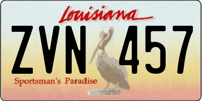 LA license plate ZVN457