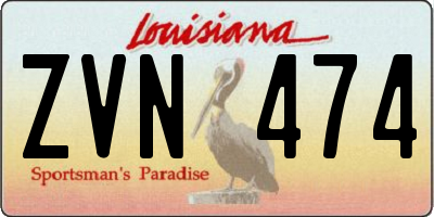 LA license plate ZVN474