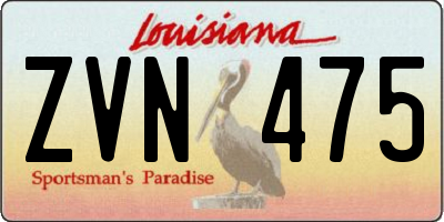 LA license plate ZVN475