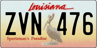 LA license plate ZVN476