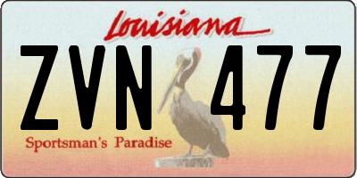 LA license plate ZVN477